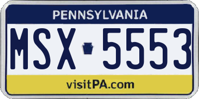 PA license plate MSX5553