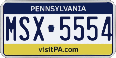 PA license plate MSX5554