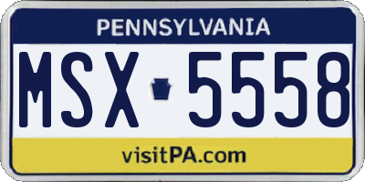 PA license plate MSX5558