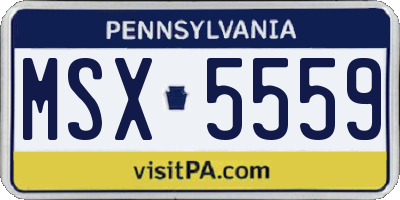 PA license plate MSX5559