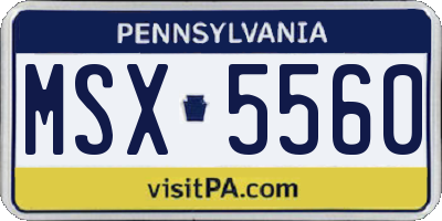 PA license plate MSX5560
