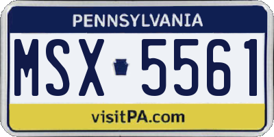 PA license plate MSX5561