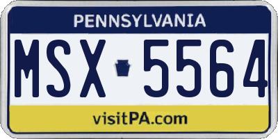 PA license plate MSX5564