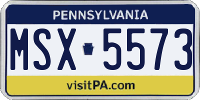 PA license plate MSX5573