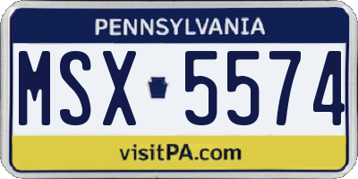 PA license plate MSX5574