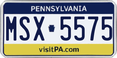 PA license plate MSX5575