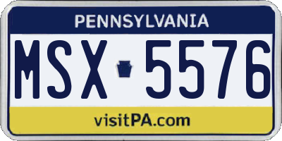 PA license plate MSX5576