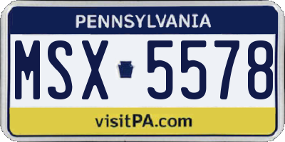 PA license plate MSX5578