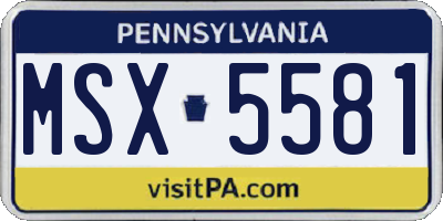 PA license plate MSX5581