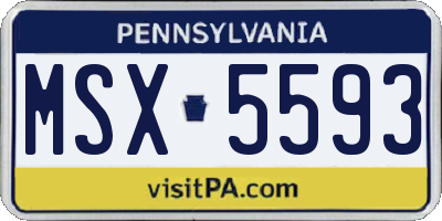 PA license plate MSX5593