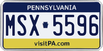 PA license plate MSX5596