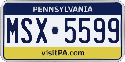 PA license plate MSX5599