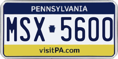 PA license plate MSX5600