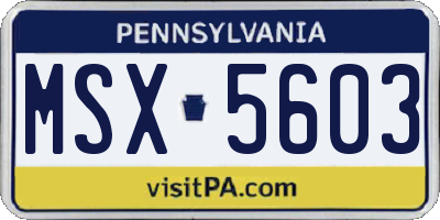 PA license plate MSX5603