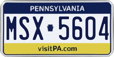 PA license plate MSX5604