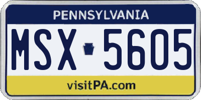 PA license plate MSX5605