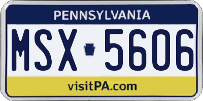 PA license plate MSX5606