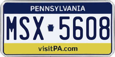 PA license plate MSX5608