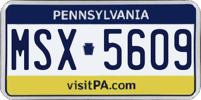 PA license plate MSX5609