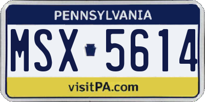 PA license plate MSX5614