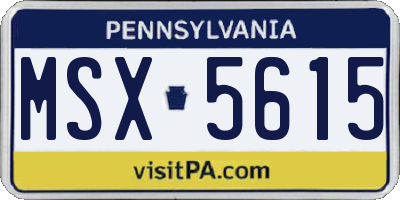 PA license plate MSX5615