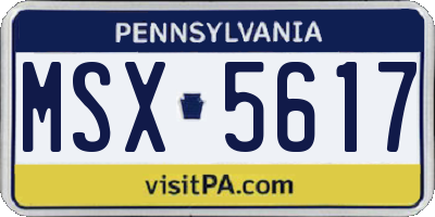 PA license plate MSX5617