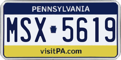 PA license plate MSX5619