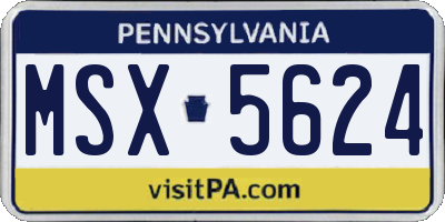 PA license plate MSX5624