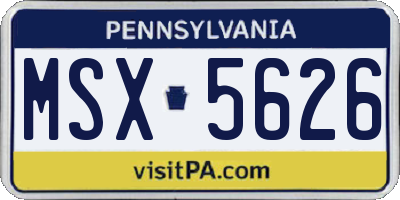 PA license plate MSX5626