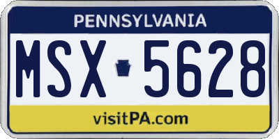 PA license plate MSX5628