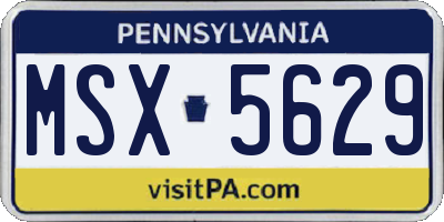 PA license plate MSX5629