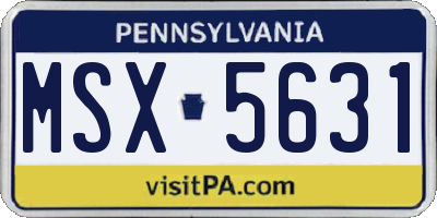 PA license plate MSX5631