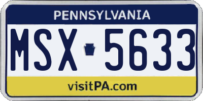 PA license plate MSX5633