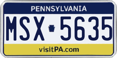 PA license plate MSX5635