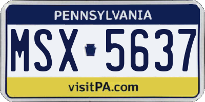 PA license plate MSX5637