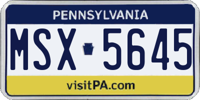 PA license plate MSX5645