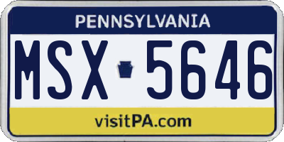 PA license plate MSX5646