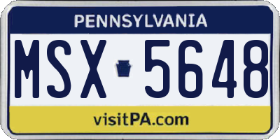 PA license plate MSX5648