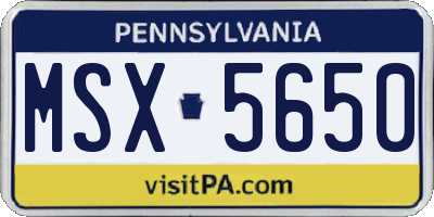 PA license plate MSX5650