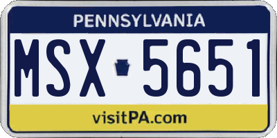 PA license plate MSX5651