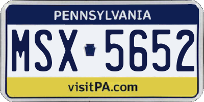 PA license plate MSX5652