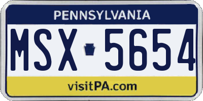 PA license plate MSX5654