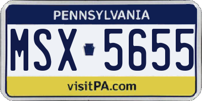 PA license plate MSX5655