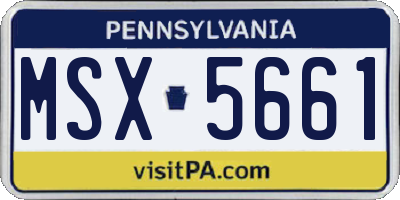 PA license plate MSX5661