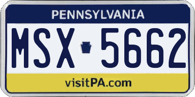 PA license plate MSX5662