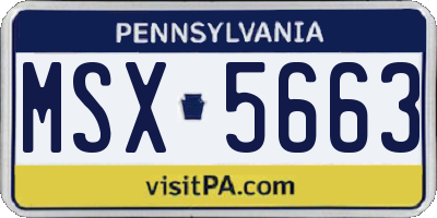 PA license plate MSX5663