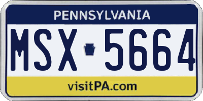 PA license plate MSX5664