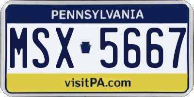 PA license plate MSX5667