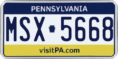 PA license plate MSX5668
