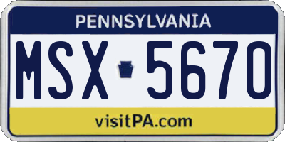 PA license plate MSX5670